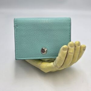 Tiffany & Co. bifold card holder in luxurious teal/turquoise leather NWOT